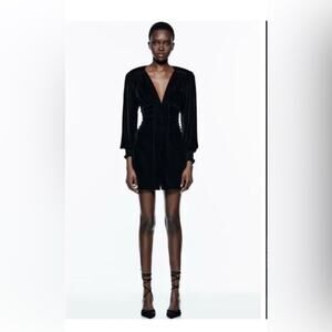 Zara | The Alyssa Dress | Black Velvet Mini | Size M | NWT Cocktail Party